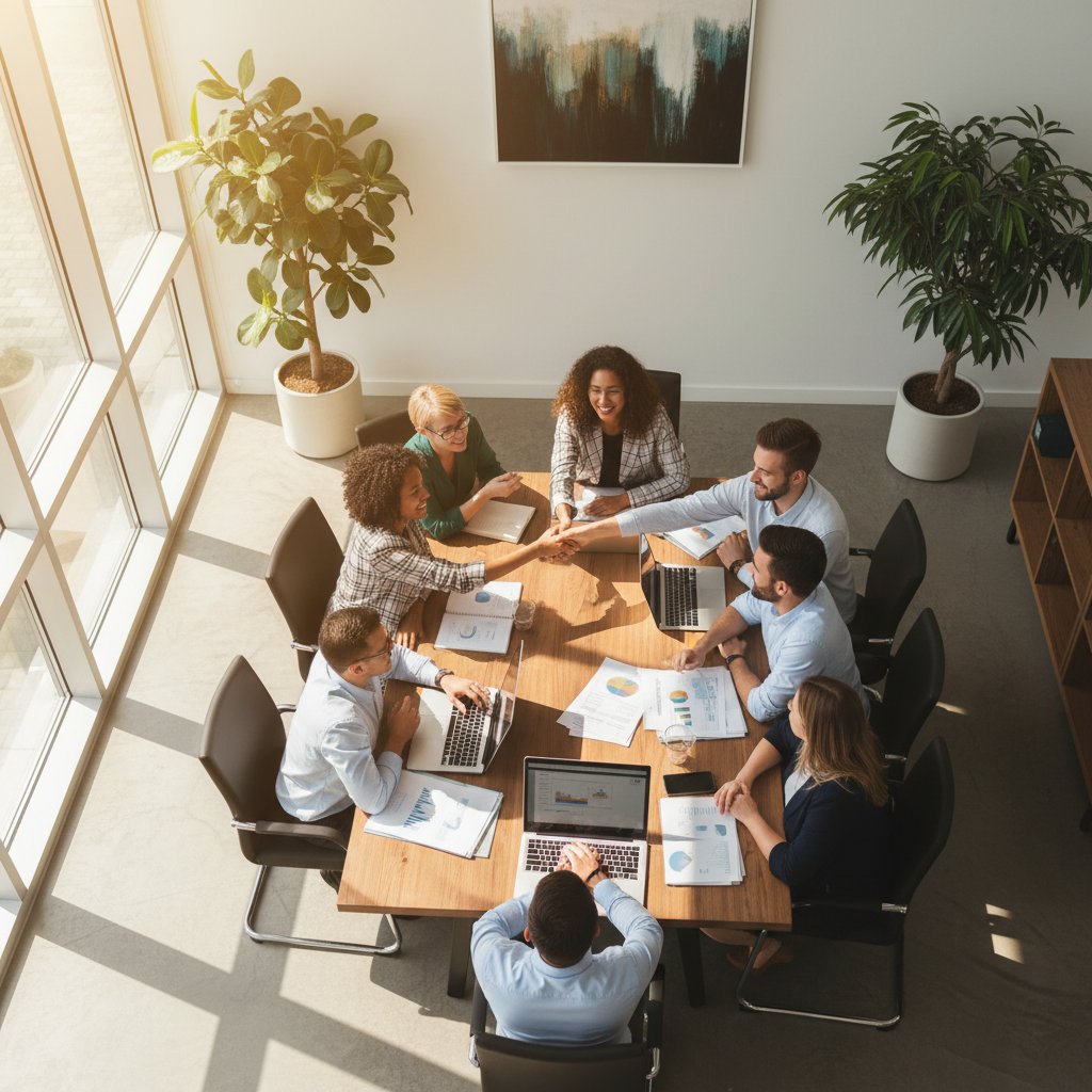 Przedsiębiorcy analizujący dokumenty grantowe dla małego biznesu